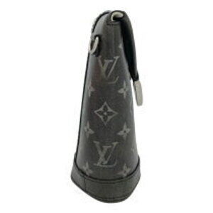 Louis Vuitton Envelope Pouch Monogram Black Bag Brushed Shoulder